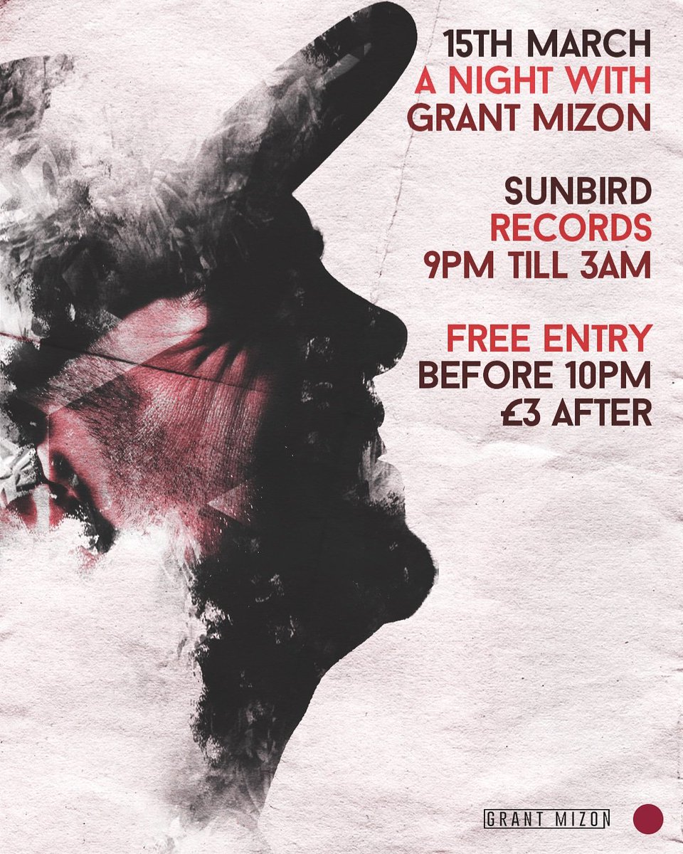 GrantMizon's tweet photo. Playing Sunbird Records tonight 9-3! Get yourselves down 💥🙌 https://t.co/60VhU4Fckq