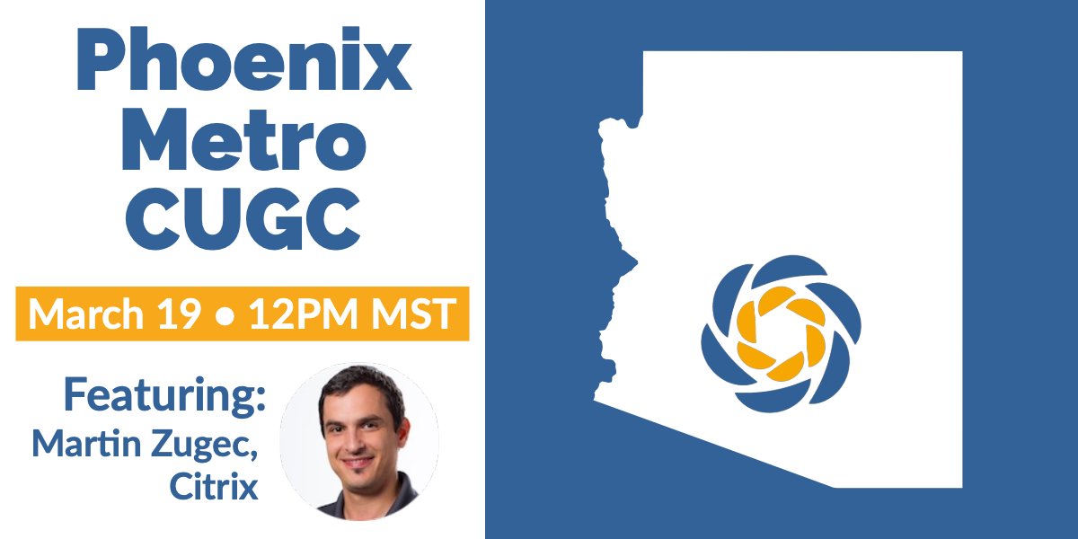Making your plans for next week? Make sure they include coming to the @PhoenixCUGC meeting on 3/19. Come to hear the latest from <a href="/MartinZugec/">MartinZugec</a> and <a href="/ControlUp/">ControlUp</a> while enjoying a free lunch. Register today. tinyurl.com/y2wggsw3 Thanks to <a href="/phoenixnap/">phoenixNAP</a> for hosting.