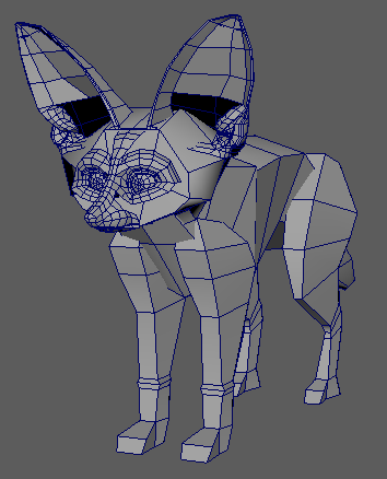 MeadhbhDavis's tweet photo. Being working on a Fennec Fox as part of a companion character for the demo I was thinking of creating. Something for the the unity asset shop maybe. 
#gamedev #indiegames #clonmeldigit #maya https://t.co/9qMkKlhQQA