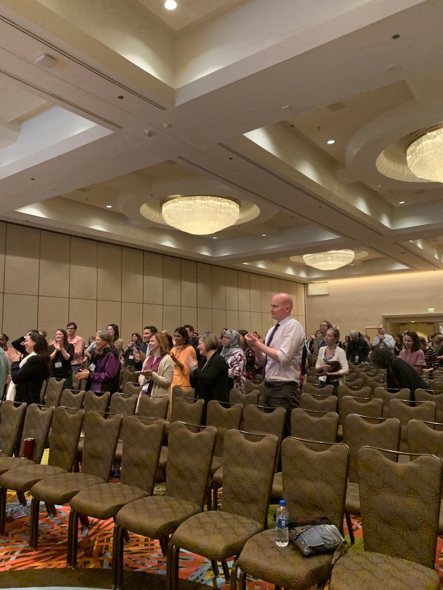 When ⁦@WolfePPC⁩, the new president of #AAHPM gets a standing ovation at a SIG meeting!! #pedsSIGrocks #hpm19 #tearyeyed