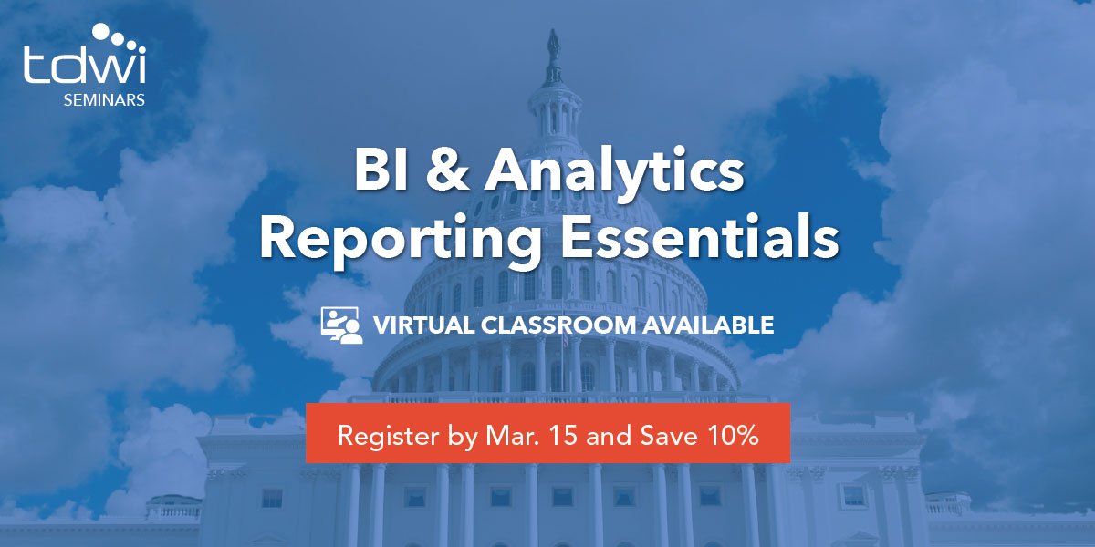 TDWI's tweet image. Learn the foundations for a successful #BI &amp;amp; #analyticsFramework, accelerate your time to insight, and improve your #PerformanceManagement skills with the #BusinessIntelligence &amp;amp; #Analytics Reporting Essentials #Seminar. bit.ly/2HnQgxE #DC #VirtualLearning #VirtualClass