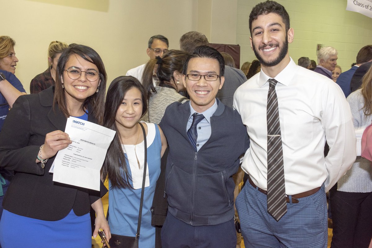 UTSW_Radiology's tweet photo. Scenes from Match Day 2019. We're happy to welcome back our very own Samar Kayfan, Parker Lawson, Toan Nguyen, Chayanit Sasiponganan and Rana Yazdani, who will begin their radiology residency training at UT Southwestern after their internships! #utswmatch2019 #match2019 https://t.co/3au1S3XKnZ