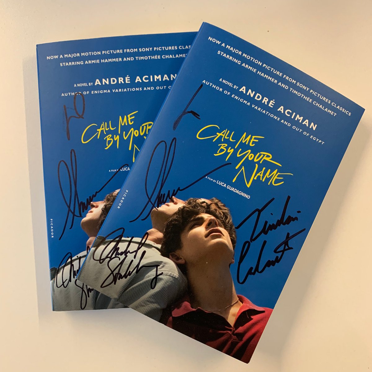 After some Spring cleaning we found a few #CallMeByYourName books signed by Luca Guadagnino, Armie Hammer, Timothée Chalamet and dream dad Michael Stuhlbarg. Follow and RT if you want one to be yours! Winner chosen next Friday #cmbyn #MarieKondo
