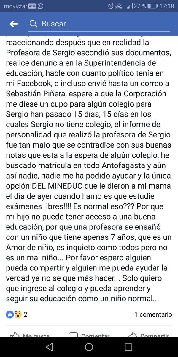 estefaniachvz9's tweet photo. #Antofagasta
No se supone que la ley de inclusión se creó para que los niños no fuesen discriminados en ningún aspecto y así el menor estudie con tranquilidad? Pues aquí es donde vemos que a pesar de que exista esta ley no se cumple. Les expongo la sgte situación. https://t.co/yB6iWoqRz2