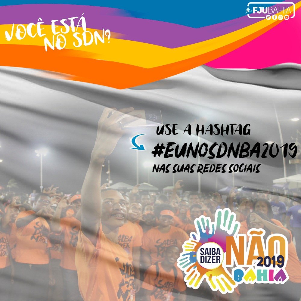 fjucaj10ba's tweet photo. Eeeei, sabemos que você vai tirar várias selfies no SDN. Só não esquece de usar #eunosdnba2019 viu? 😉
#fju #sdn2019 #sdn2019ba https://t.co/BjI3kmlOTN