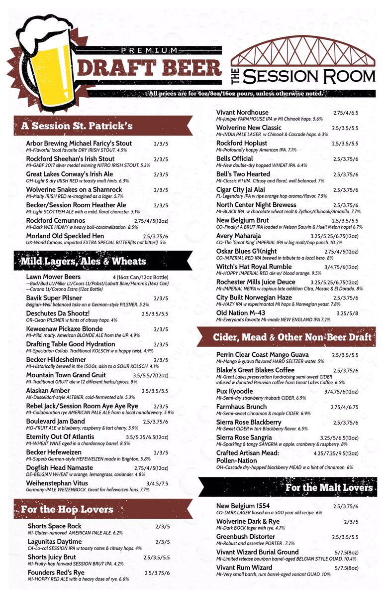 70Taps's tweet image. New beer menu for this weekend! #sessionrooma2 #annarbor 🍀
