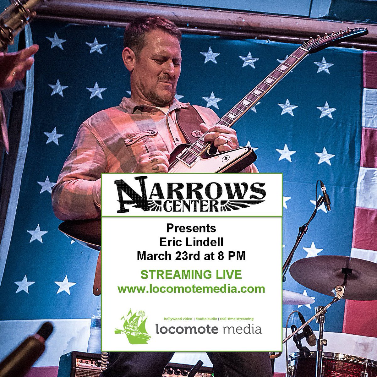 Eric Lindell (@ericlindellband) on Twitter photo Watch and listen live to <a href="/EricLindellBand/">Eric Lindell</a> at the <a href="/NarrowsCenter/">The Narrows Center</a>, Sat. Mar 23, 2019 at 8:00 pm!
Sign up here: bit.ly/2uavFV9
#EricLindell #LiveStream #LiveStreaming #LiveMusic #TheNarrowsCenter #WMVY #MVYradio #locomotemedia Watch and listen live to <a href="/EricLindellBand/">Eric Lindell</a> at the <a href="/NarrowsCenter/">The Narrows Center</a>, Sat. Mar 23, 2019 at 8:00 pm!
Sign up here: bit.ly/2uavFV9
#EricLindell #LiveStream #LiveStreaming #LiveMusic #TheNarrowsCenter #WMVY #MVYradio #locomotemedia