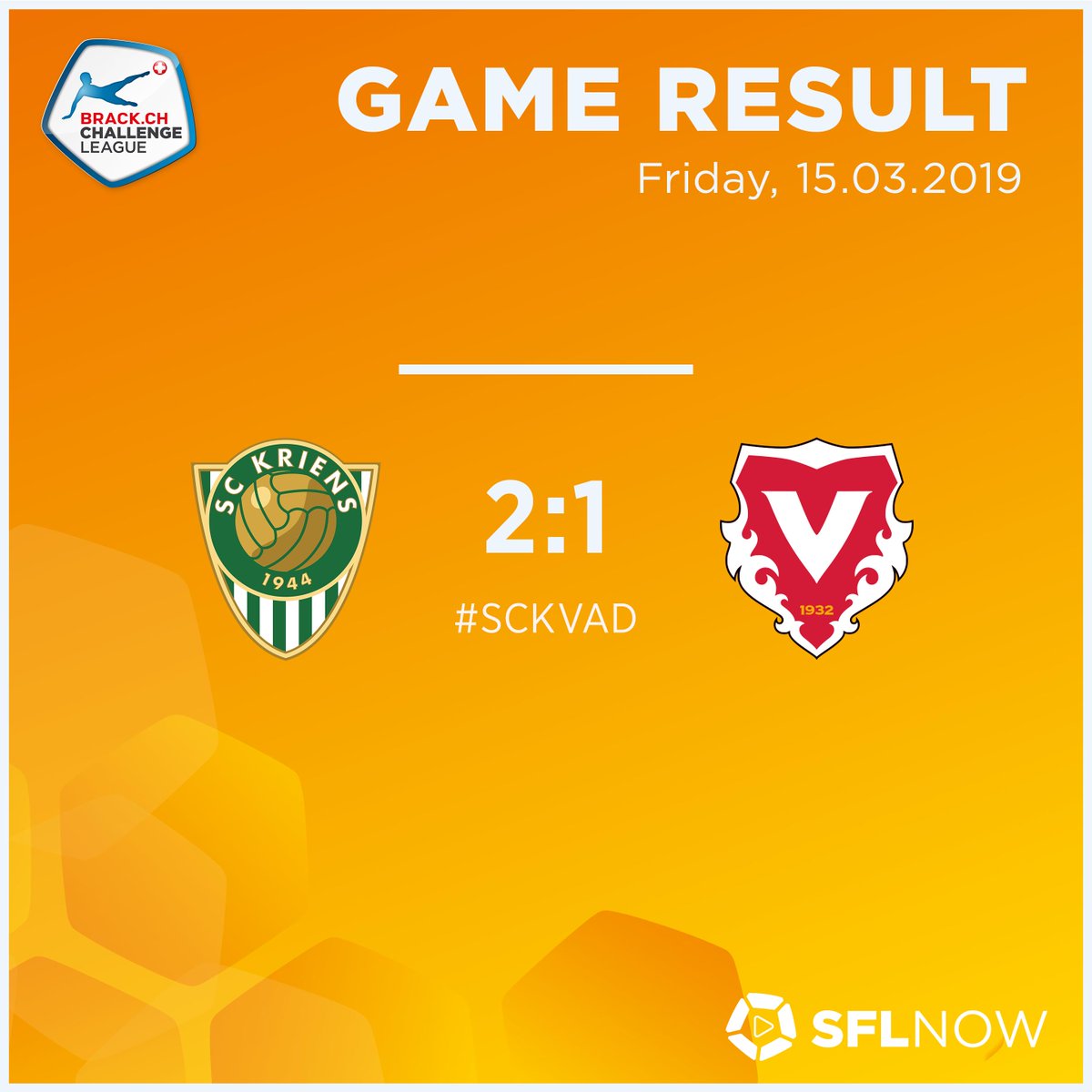 News_SFL's tweet photo. Spielende! Hier folgt der Endstand des heutigen Tages. ⚽️
---
Terminé ! Voici le résultat d'aujourd'hui. ⚽️
#SCKVAD #SFL #BCL https://t.co/lA2jWH3MFf