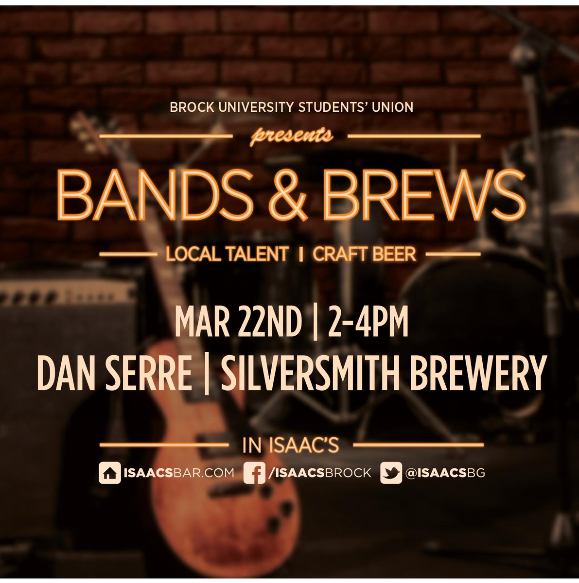 If you're looking for a fun afternoon with some great live tunes from musician Dan Serre and free Silversmith Brewery samples, come out to Isaac's Bar &amp; Grill on Friday, March 22. We'll be running from 2-4pm so make sure to sit back and relax during Bands &amp; Brews! 🍻