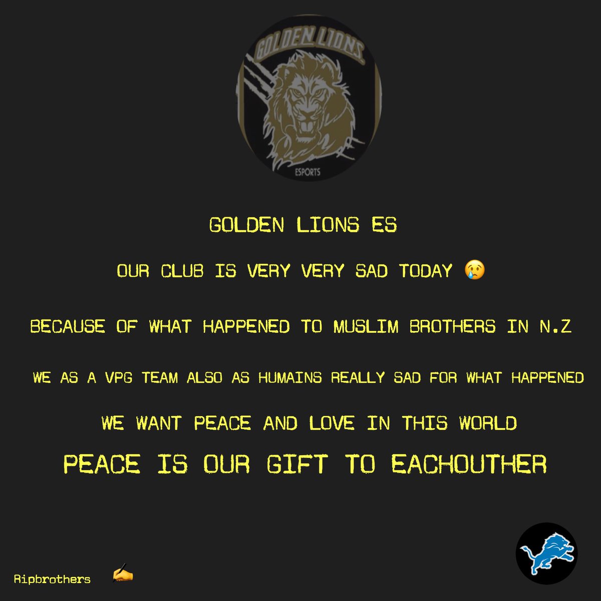 GOLDENLIONSES's tweet photo. PEACE IS THE KEY #NewZealandShooting #NewZealandMosqueAttack  #NewZealandShootings #NewZealandMosqueAttacks #NewZealandMosqueShooting https://t.co/hTXRxHodee