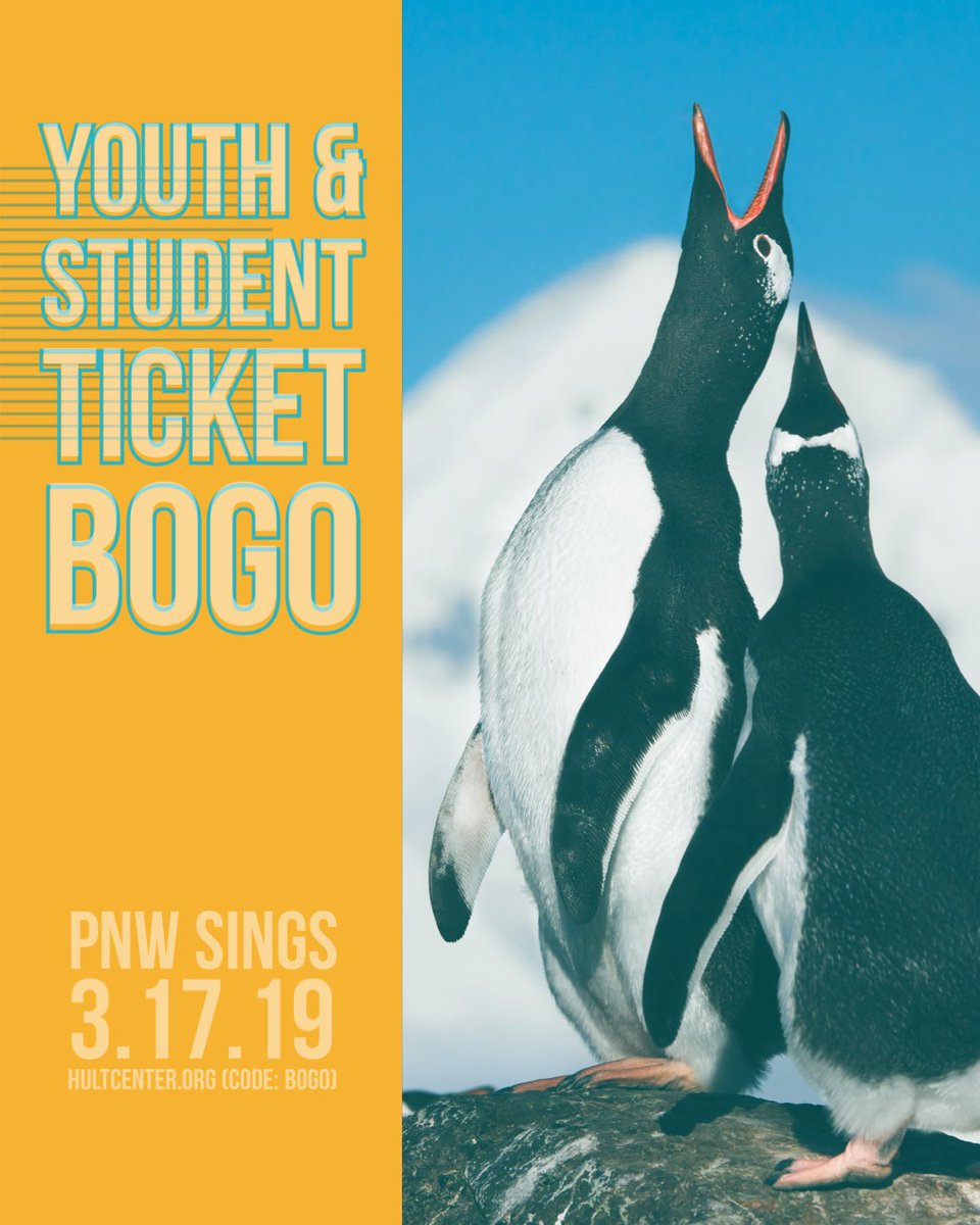 emgessentials's tweet image. Looking for something cool to do this Sunday? Use our promo code "BOGO19" when you buy one youth or student ticket for the PNW Sings vocal competition and get another ticket half off! Tickets available at @HultCenter and City of Eugene Box Office.