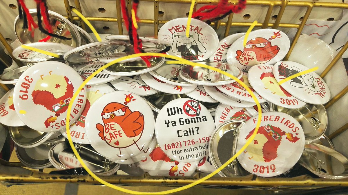 Due to popular demand, our button supply has been restocked in the pits, featuring 2 BRAND NEW designs!!