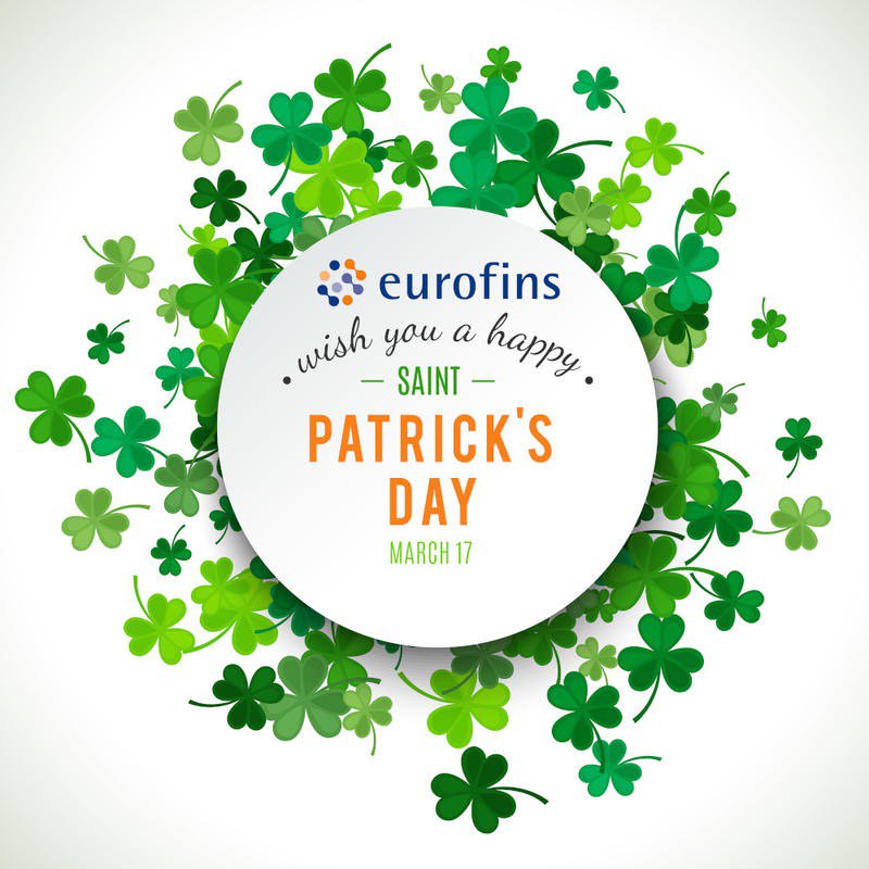 EurofinsIreland's tweet photo. Happy St. Patrick’s Day from everyone at Eurofins Food Testing Ireland 🇮🇪 hope you all have a brilliant weekend 😁 https://t.co/rjzdxGC0Q5