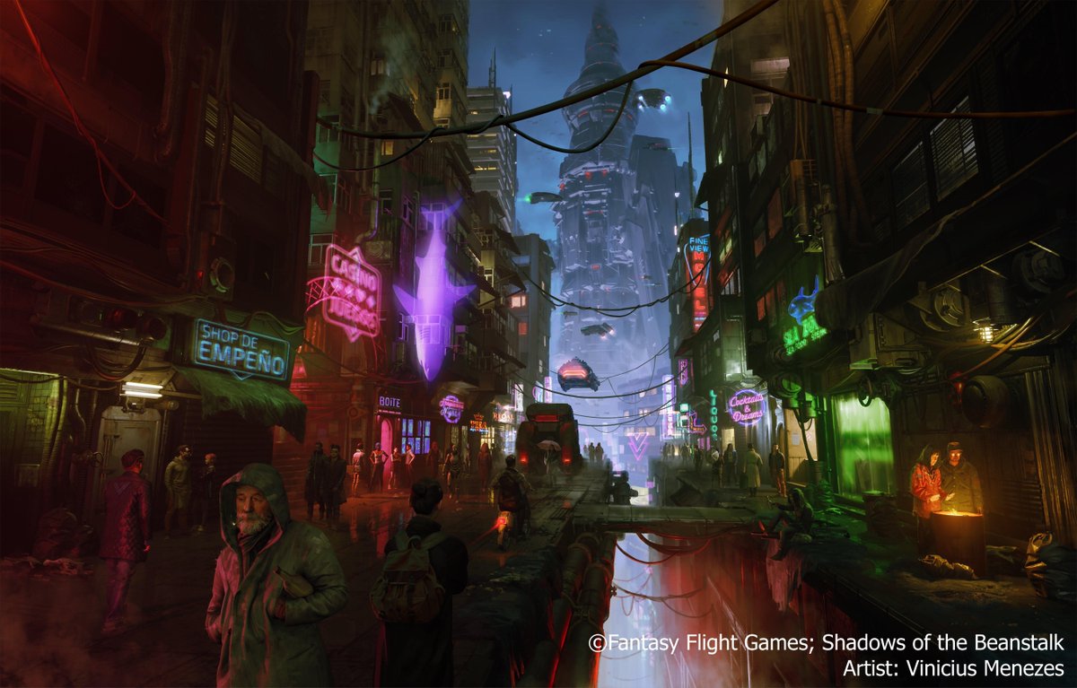 FFGames's tweet photo. There’s always something happening in New Angeles. What’s on your weekend to-do list?
[Art by @viko_br] #genesys #android #shadowofthebeanstalk #rpg https://t.co/RICdWNnDbr