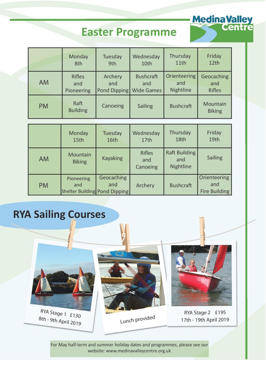 Our awesome Activity Days are BACK! Easter Holiday fun, challenge and adventure - learn new skills and develop old ones! Suitable for 8-16 year olds - bring a friend or make new ones here. Call us on 01983 522195 or email info@medinavalleycentre.org.uk to book on!
