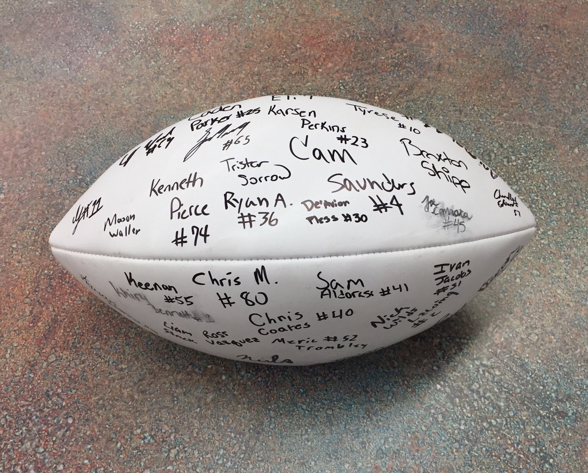 NCHS_arts's tweet photo. What a surprise this morning during 1st period when a few of our football players knocked on my door to give me this! It was an honor and pleasure to contribute, in my own little way, to our amazing season. Thanks @NCHSTrojanFB!💪🐐 https://t.co/O75xBdF3RB
