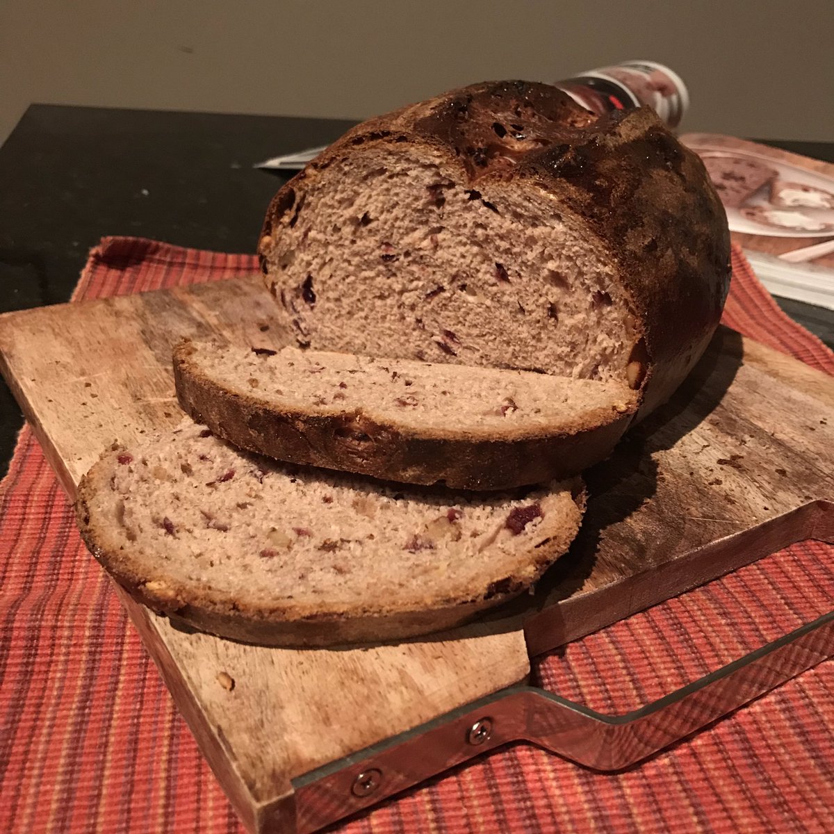 Bread #21: Cranberry-Walnut Bread. I made this bread two weeks ago but I’ve been so busy  a nicely textured sandwich bread, cool with some brie, and a really pretty and hefty crust. Not an all-time fave bread, but a nice one.
