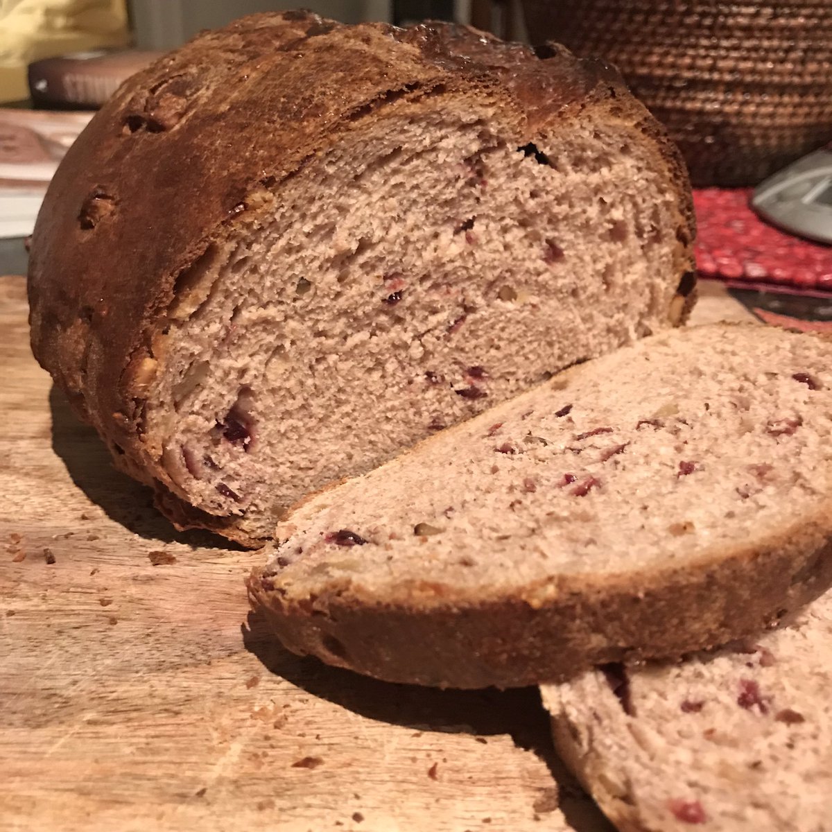 Bread #21: Cranberry-Walnut Bread. I made this bread two weeks ago but I’ve been so busy  a nicely textured sandwich bread, cool with some brie, and a really pretty and hefty crust. Not an all-time fave bread, but a nice one.