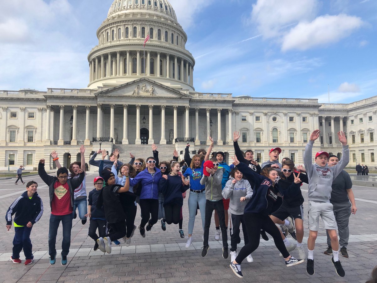 8th graders bus #3 jumping for joy and enjoying the tour of the Nations Capital Bldg today!