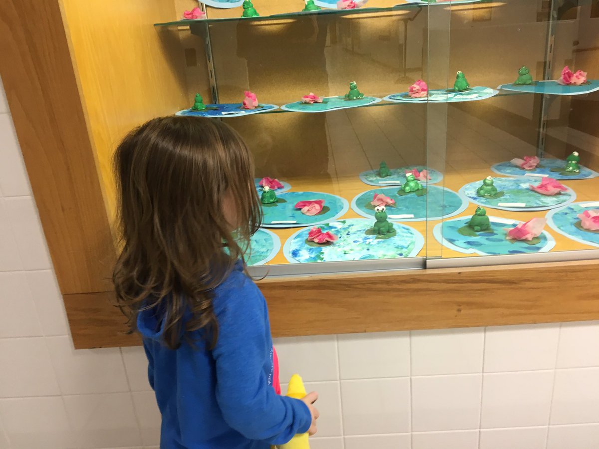 JoeRCurtin's tweet photo. Ellie admires the amazing artwork at Michael A. Maroun Elementary. These art teachers get their students to do amazing work. All schools should look this good. https://t.co/EjVmEHZlK9