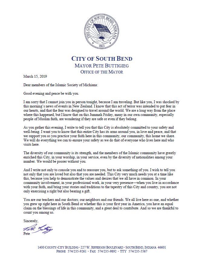 Some words for South Bend's Muslim community.