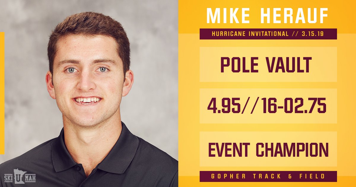 Mike Herauf picks up the first outdoor win of the season for the #Gophers, taking the pole vault crown at the Hurricane Invitational! 

The 'U' finishes 1-2 as John Uchytil takes second for the Maroon &amp; Gold.