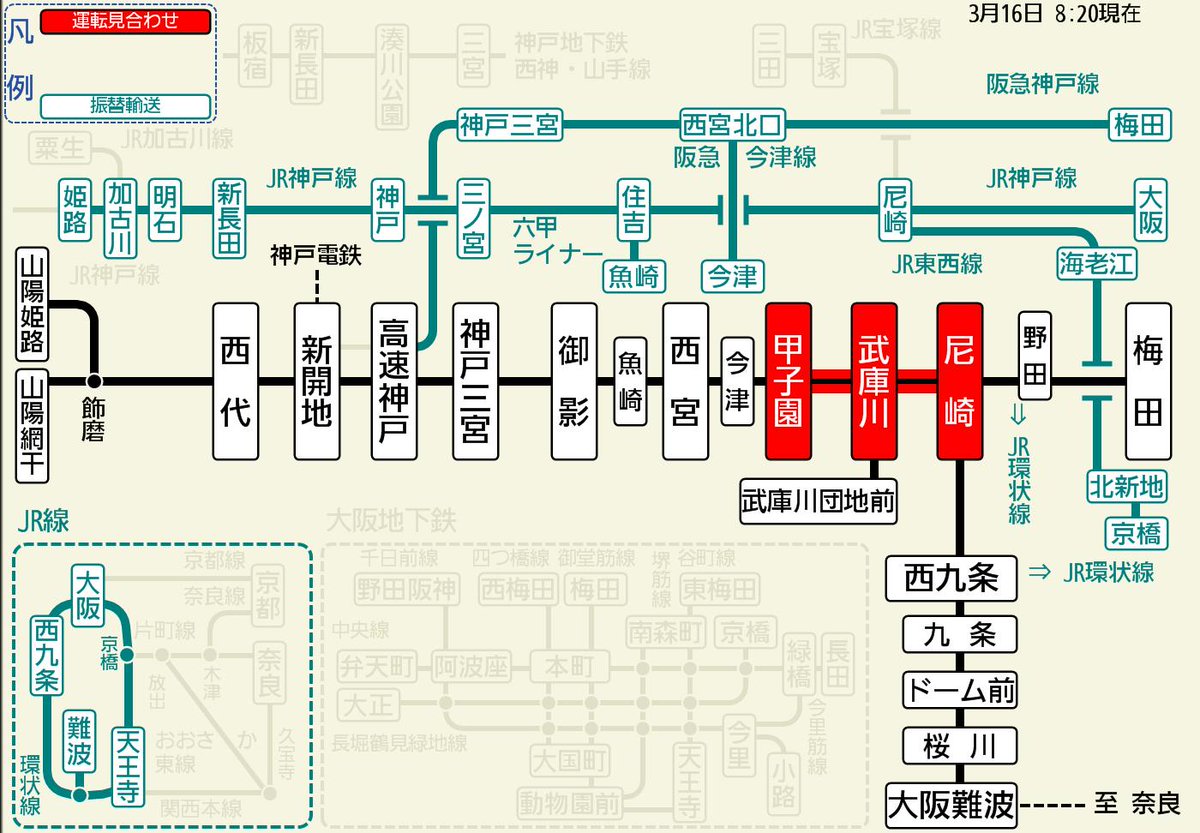 阪神電車運行情報 公式 على تويتر 2019年03月16日 08時29分現在