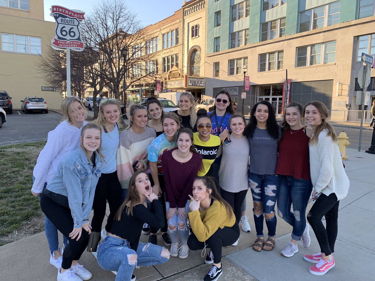 Cheer striking a pose before dinner! Downtown Springfield