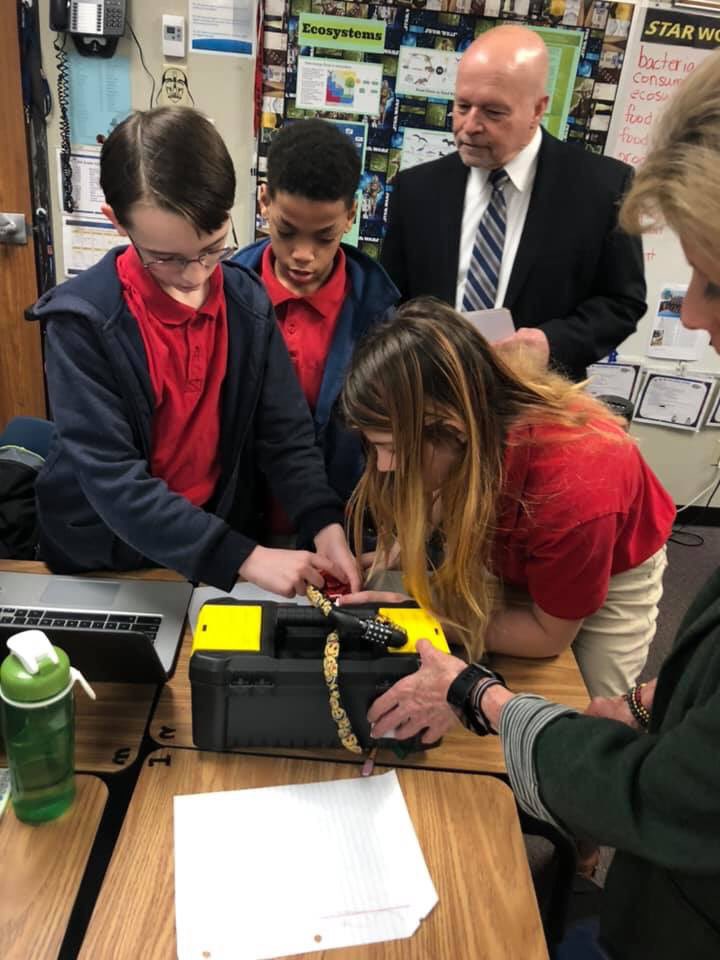 Ball Elem 6th graders doing a Math Breakout with our superintendent #GeauxARCCore