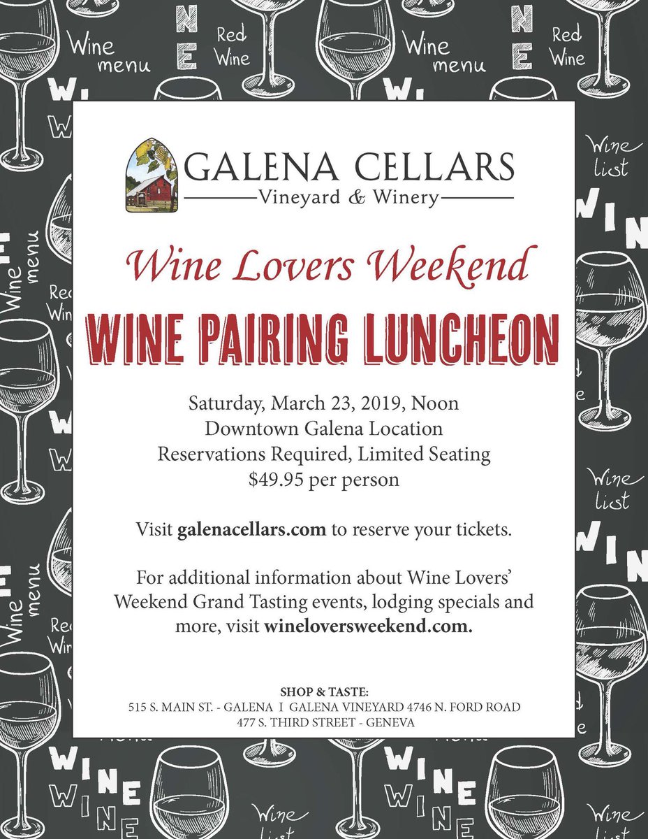 Wine Lovers' Weekend is only a week away! Join us for a delicious wine &amp; food pairing luncheon! 🥂🍷
Tickets: bit.ly/2EF1kE5