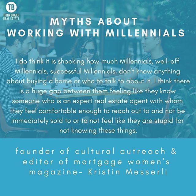 #Repost @thinkbiggerrealestate
・・・
There are two major RISKS in not understanding how Millennials want to be treated. WARNING- some of their actual needs and wants will surprise you.
.
Thank you <a href="/kristinmesserli/">Kristin Messerli</a> for the tremendous advantage you offer… ift.tt/2JgA0jU