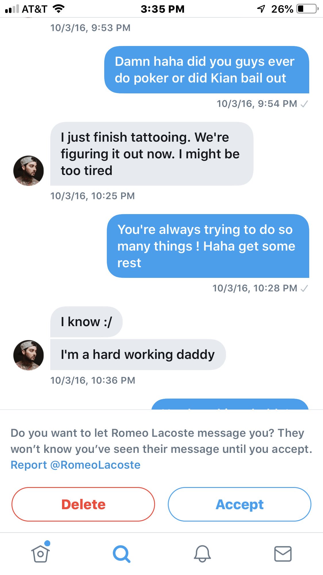 lov skære ned Arkitektur elijah daniel on Twitter: "ROMEO LACOSTE RLY ASKED AN UNDERAGE GIRL TO LICK  HIS ASSHOLE AND CHASE SHOTS OF VODKA W HIS CUM ANYWAY THERE ARE ACTUALLY  TALENTED TATTOO ARTISTS IN LA
