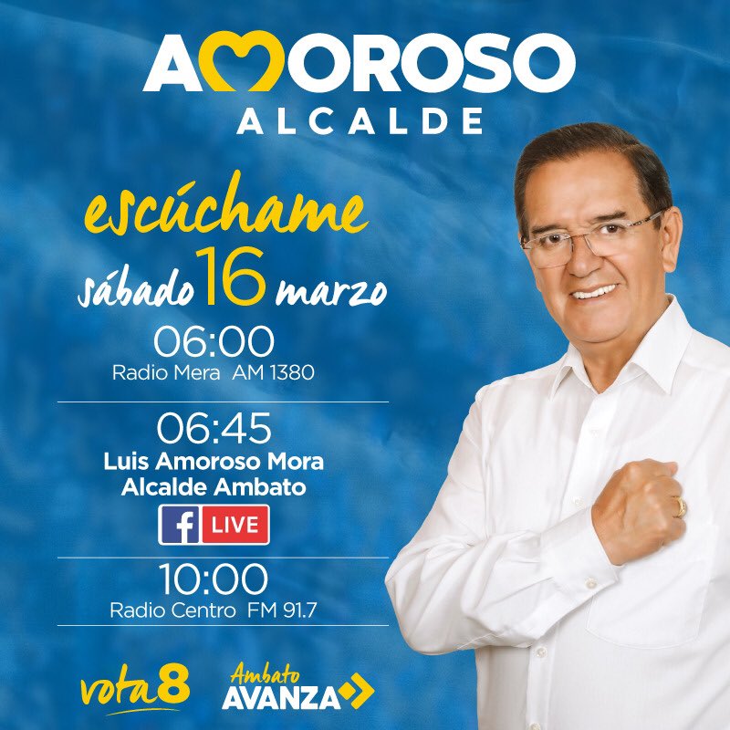 Mañana nos escuchamos desde muy temprano, el triunfo Avanza 
#AmorosoAlcalde #Ambatosefortalece