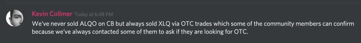 Alqoscam2's tweet photo. Kevin's idea of an OTC trade:

create new CB account ----> market sell $ALQO 🤦‍♂️

Any other "OTC trade" consisted of him DMing random discord users "ummmm hey, would you like to buy some ALQO?" 😂 https://t.co/96Pqq9GLuY