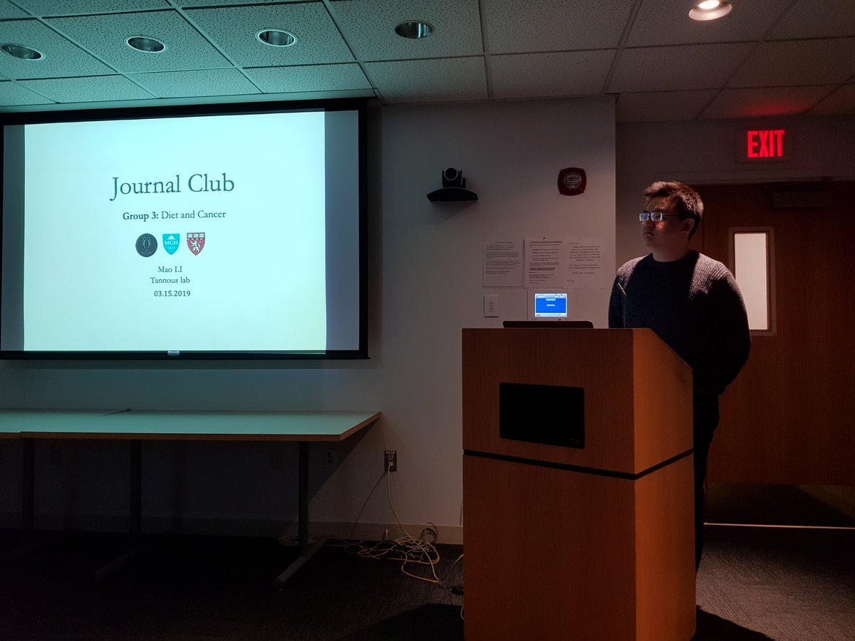 TannousLab's tweet photo. Eloquent journal club presentation by visiting #graduate student and aspiring #academic #neurosurgeon, Dr. @MaoLi22118285, on #diet and #cancer! https://t.co/HZbsJYqGXc