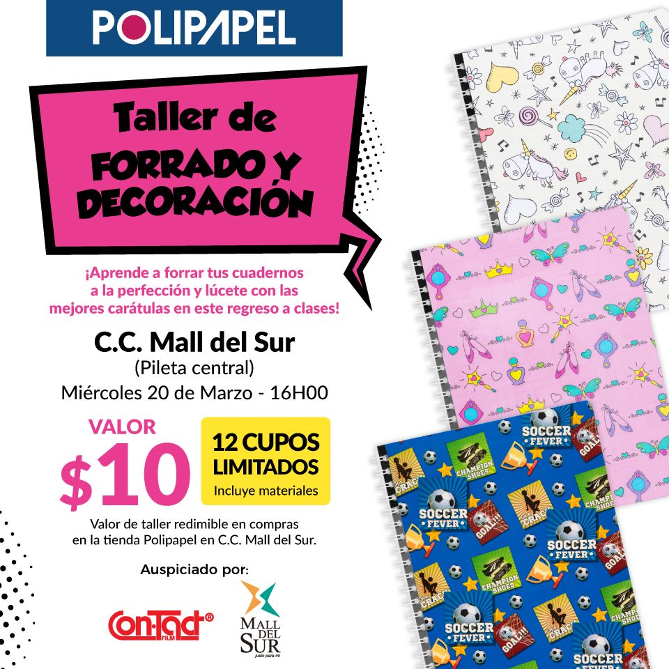 Polipapel_ec's tweet photo. ¡TE INVITAMOS A NUESTRO TALLER DE FORRADO Y DECORACIÓN DE CUADERNOS! 📚

Aprende a forrar tus cuadernos a la perfección y lúcete creando las mejores carátulas en este #RegresoAClases 😃

Dictado por: Zaidy Haro
Experta en manualidades.

¡TE ESPERAMOS! https://t.co/ubqCobx5UR