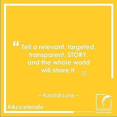 SpiceTalks's tweet image. “Tell a relevant, targeted, transparent, STORY, and the whole world will share it.” ~ Randall Lane #Accelerate #SpiceTalks #Creativism #Socent #LoveIsLove #Storytelling #ChangeMaker