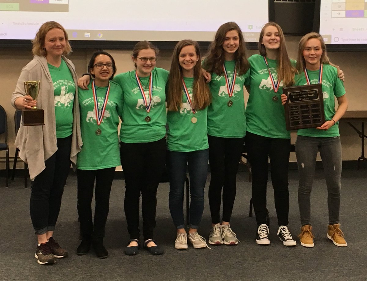 Proud of <a href="/DSA_DurhamNC/">DSA</a> HS Battle of the Books team for bringing home 1st <a href="/DurhamPublicSch/">Durham Public Schools</a> competition! Shoutout to <a href="/RiversideDPSNC/">Riverside High School</a> &amp; <a href="/JHSFalcons/">Jordan High School</a> w/a 2nd tie. Kudos to students, coaches &amp; volunteers for an amazing day all around! #WeAreDPS #NCSLMA #dsaReads <a href="/dpsnclibraries/">Durham Public Schools Media Coordinators</a>