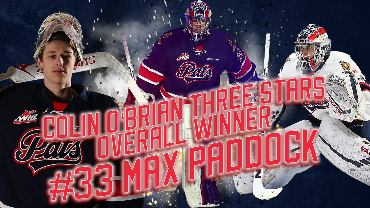 WHLPats's tweet photo. Congratulations to Max Paddock, this season's @Colin_OBrian Three Stars Trophy Winner!

#PatsAwards #JoinTheRegiment https://t.co/HFjxLgxnJ8