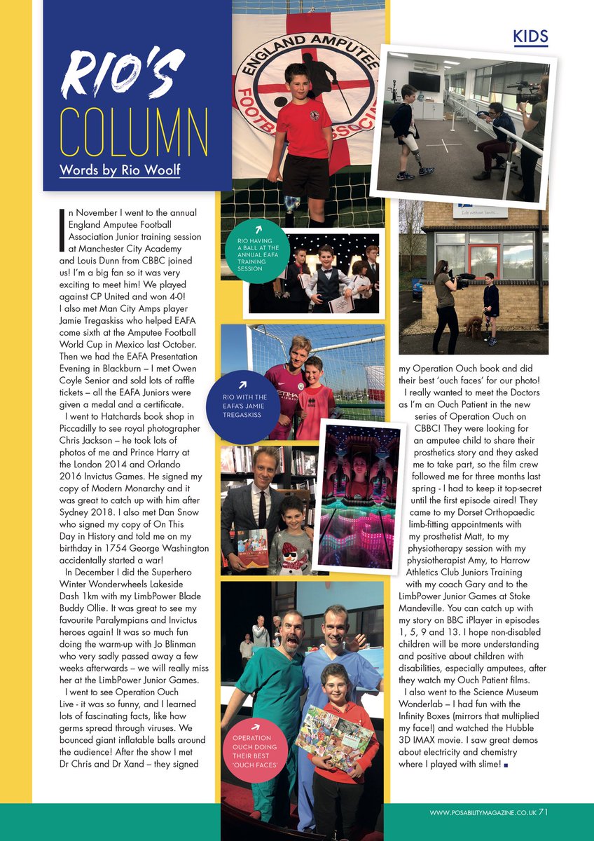 BladeBoyRio's tweet photo. Rio’s Feb/Mar 2019 column @PosAbilityMag Our #Amputee #Footballer writes about training @ManCityAcademy with the @amputeefootball Juniors and meeting @tregaskiss1994 @ManCityAmpFC #LouisDunn AKA #JamieJohnson @cbbc #AmputeeFootball #EAFA #PosabilityMagazine  #NothingIsImpossible https://t.co/KiPXcl6ShX