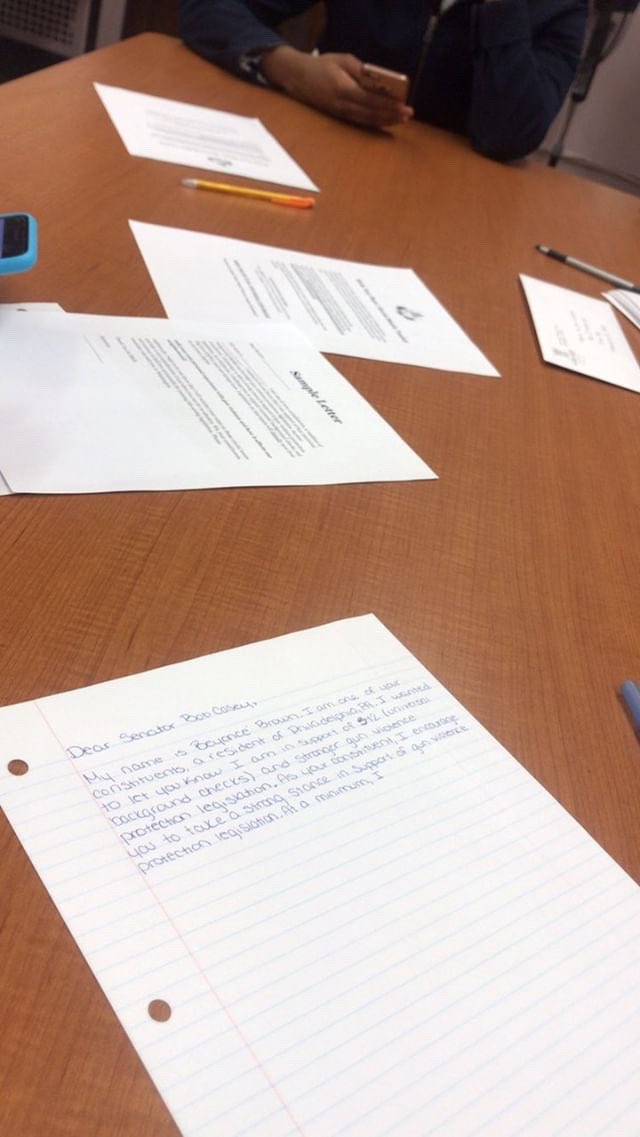 March4Philly's tweet photo. Look at Next Up Org crushing it with the letter writing!! Don’t forget to send in your letters by March 18th! Tell your senators why they should vote YES on #s48.🧡 #checksoverchecks https://t.co/NeVbgPN7po