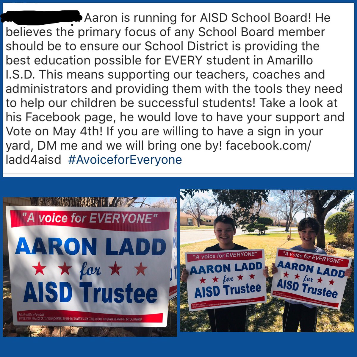 amywyn's tweet photo. Aaron Ladd for AISD Trustee https://t.co/s0zJSxUSw7 https://t.co/tarS4uwHEn