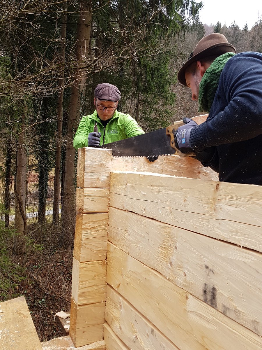 Starting to build up the watermills sides.