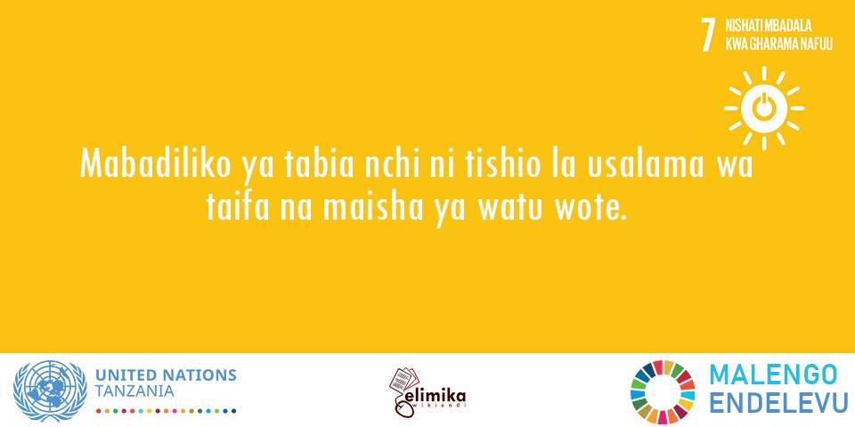 UnitedNationsTZ's tweet photo. .@UN imeazimia ifikapo mwaka 2030 kuzuia kabisa hadi sifuri uzalishaji wa hewa ya ukaa ili kuzuia kuongezeka kwa joto Duniani kote| #MalengoEndelevu #UNTZ https://t.co/kDfYn73k0M