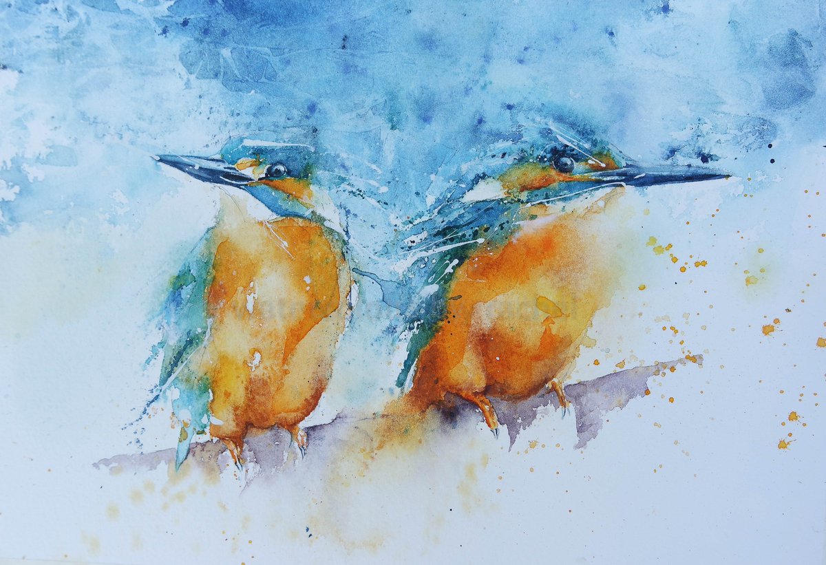 Elidanza's tweet photo. "He went this way, no that way!"
#animalmarch #kingfishers #estuarybirds #devon #riverbank #BigArtBoost #thedailysketch #birds #colour  #rivers #wildlife #wildlifeartist #texture #backgrounds #watercolour https://t.co/ikeWinUz9V