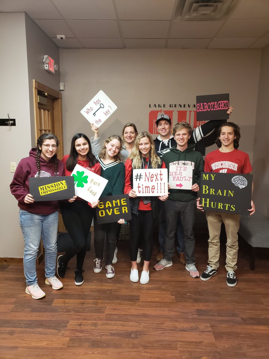 westosha_abs's tweet photo. The ABS officers and advisors bonded today at the Lake Geneva Clue Room and Gino's East pizza! Lots of BIG plans in the future of Westosha ABS...👀 #wideca #wifbla #ABSBashintheGrass #ABSBASH https://t.co/hY4nnbgCcT