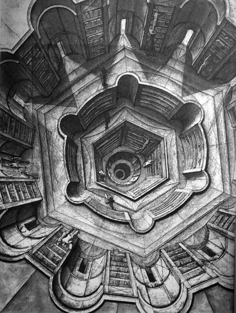 whatisalt236's tweet photo. L'insomnie est mère de découvertes.    Voici le travail d'Éric Desmazieres pour illustrer la nouvelle de Jose Luis Borges : la bibliothèque de Babel. Merci @GregMonod pour l'énorme claque. Et cc @akaAgar <3 Comment voulez vous dormir après ça ? https://t.co/diMITYbQTt