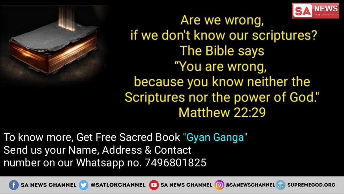 SA News Channel (@satlokchannel) on Twitter photo Bhagavad Gita says - Those who do not follow or reject the words of holy scriptures & act under the impulse of desire, attain neither perfection, nor happiness.
<a href="/SaintRampalJiM/">Sant Rampal Ji Maharaj</a> shows the right way to attain God (based on holy scriptures).
#SaturdayMotivation
#SaturdayThoughts Bhagavad Gita says - Those who do not follow or reject the words of holy scriptures & act under the impulse of desire, attain neither perfection, nor happiness.
<a href="/SaintRampalJiM/">Sant Rampal Ji Maharaj</a> shows the right way to attain God (based on holy scriptures).
#SaturdayMotivation
#SaturdayThoughts