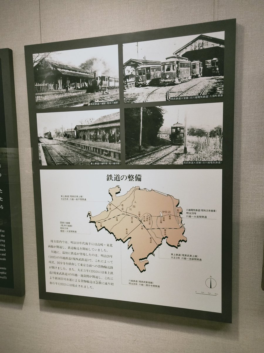 おけら 川越市立博物館で 川越 大宮間にあった川越電気鉄道 西武大宮線 の定款 時刻表 写真が展示されています
