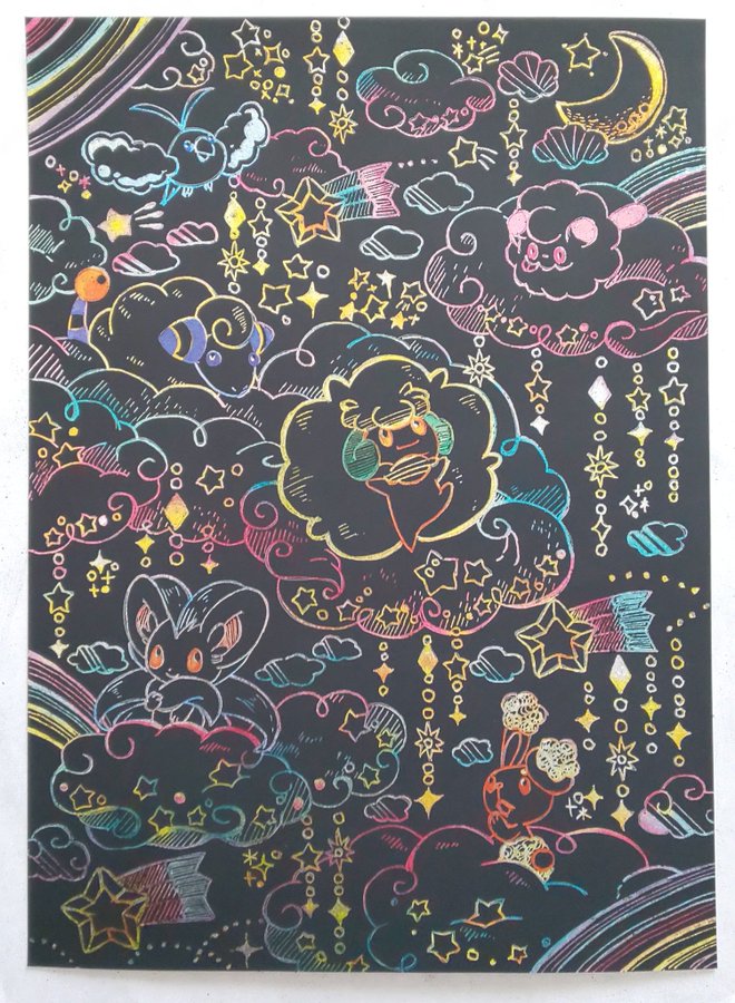 ポケモンのスクラッチアートが可愛い 自分で作るのも 小学生兄妹とお母さんのブログ 読書感想文 日常のクスッと笑える話をご紹介